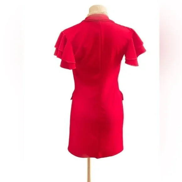 NWT RUFFLE SLEEVE DOUBLE BREASTED BLAZER DRESS - Picture 6 of 8